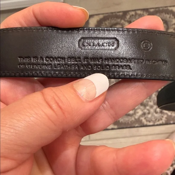 COACH Black Leather Belt Brand New.Large length from buckle to tip is 40 inches. - Picture 3 of 5